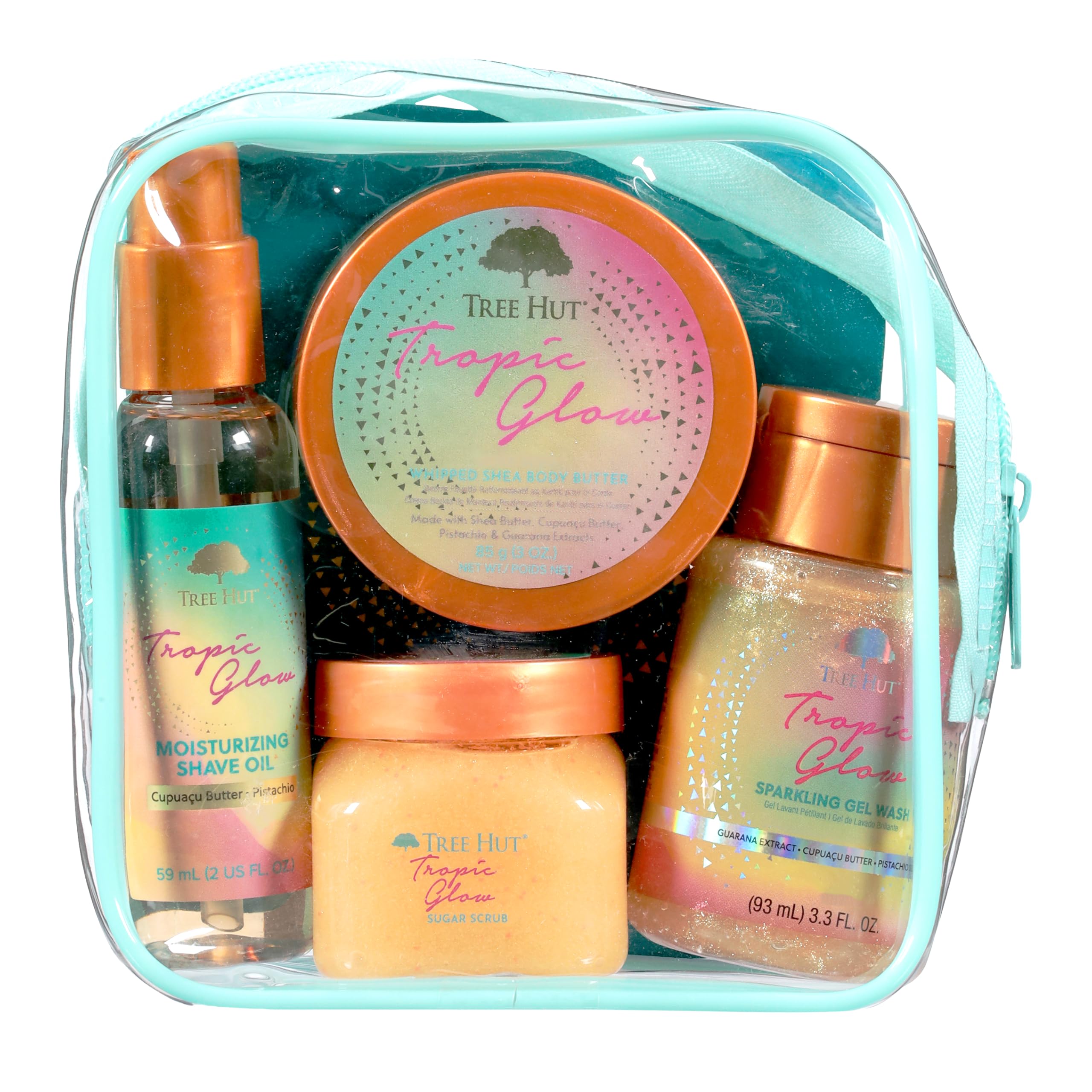 Tree Hut Tropic Glow Everything Shower Gift Set, 4 Piece Kit, Travel Size