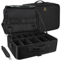 MONSTINA Extra Large Makeup Case 17 Inch Travel Makeup Train Case Professional Makeup Artist Case Nail Polish Organizer Storage Box with Two Adjustable Shoulder Strap