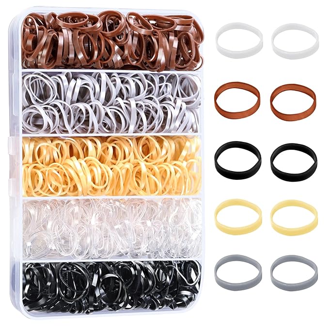 YGDZ Elastic Hair Bands, 5 Colors 600 pcs Hair Ties, Mini Hair Rubber Bands, Elastic Hair Ties for Girl, Ponytail Holders, Hair Accessories for Men, Women, Toddler, Neutral Colors