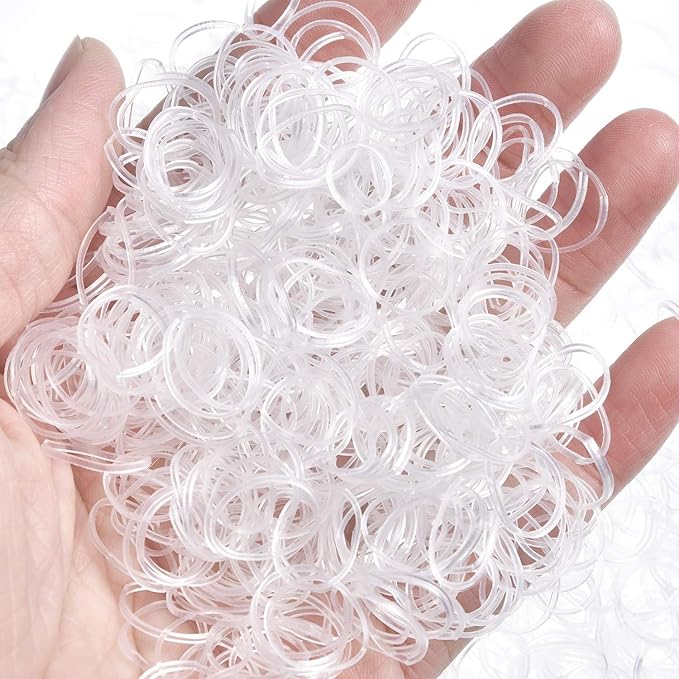 Hicarer 2000 Pack Clear Elastic Hair Bands, Mini Rubber Bands with Box for Girl Woman Hair Braids Ponytails and Small Dreadlocks, Wedding Hairstyle and More(1.5 Cm)