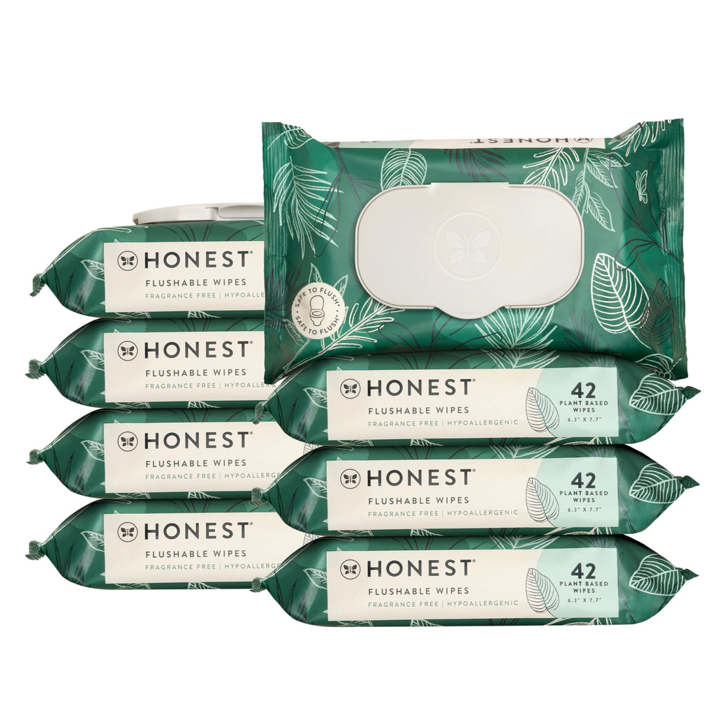 The Honest Company Flushable Wipes, Hypoallergenic, Tropical Leaves, 336ct