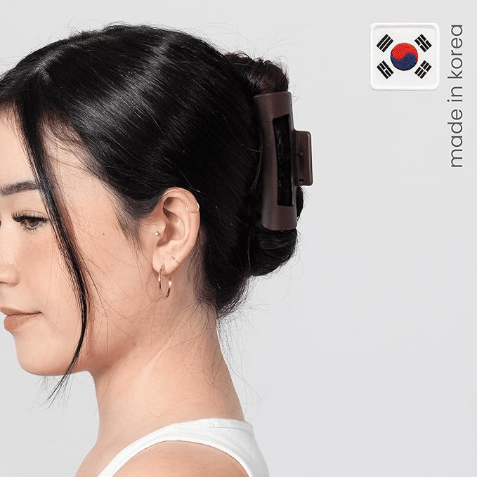 Mello Medium Hair Clip - Flexible Comfort Hair Claw for Women, Strong Hold for Thick & Thin Hair Styling, Durable Material, Matte Non-Slip Finish, Made in Korea, Patent Pending (Dark Brown, Medium)