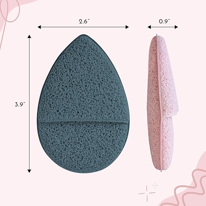 S&T INC. Face Sponges for Cleansing, Exfoliating Face Scrubber and Reusable Makeup Remover, Blue and Pink, 2 Pack
