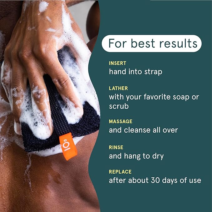 Cleanlogic Sport Exfoliating Body Scrubber, Large Exfoliator Tool for Athletes, Daily Skincare Routine for Smooth Clean Skin, 3 Count Value Pack
