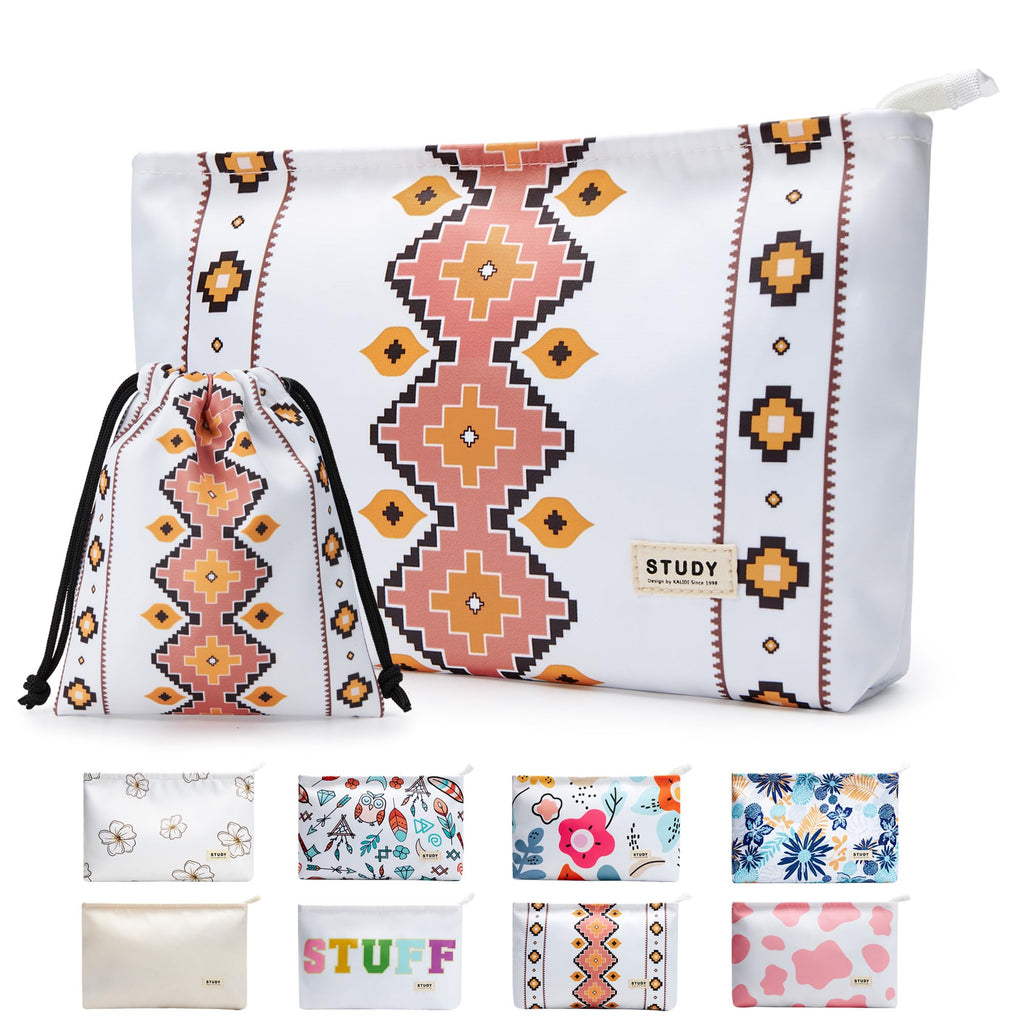 WLLWOO WLLWOO 2pcs Travel Make Up Bags-Cosmetic Bag Nylon Waterproof Large Wide Zipper Coin Purse Travel Toiletry Small Makeup Pouch For Women