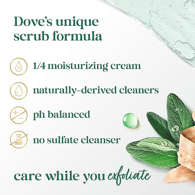 Dove Limited Edition Body Scrub Palo Santo & Sage Oil For Exfoliated & Hydrated skin 15 OZ