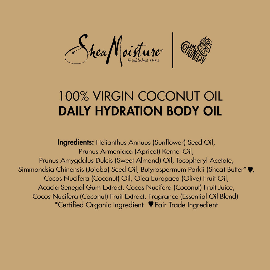 Shea Moisture Daily Hydration Body Oil Virgin Coconut Oil For Dry Skin Paraben Free 8 oz