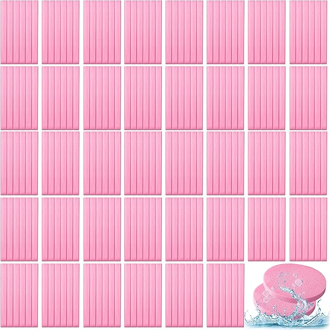 Foaincore 600 Pieces Compressed Facial Sponge Round Facial Sponge for Estheticians Face Sponges for Cleansing Makeup Removal Wash Pads Disposable Sponges for Women Spa Exfoliating Cleansing(Pink)