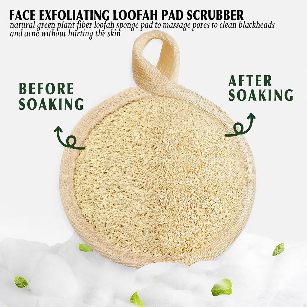 YIQINGJIE Natural Loofah Exfoliating Face Scrubber (6Pack), Facial Scrubber Loofa Pads,Clean Blackheads Without Hurting The Skin, Luffa for Women and Men,Beige