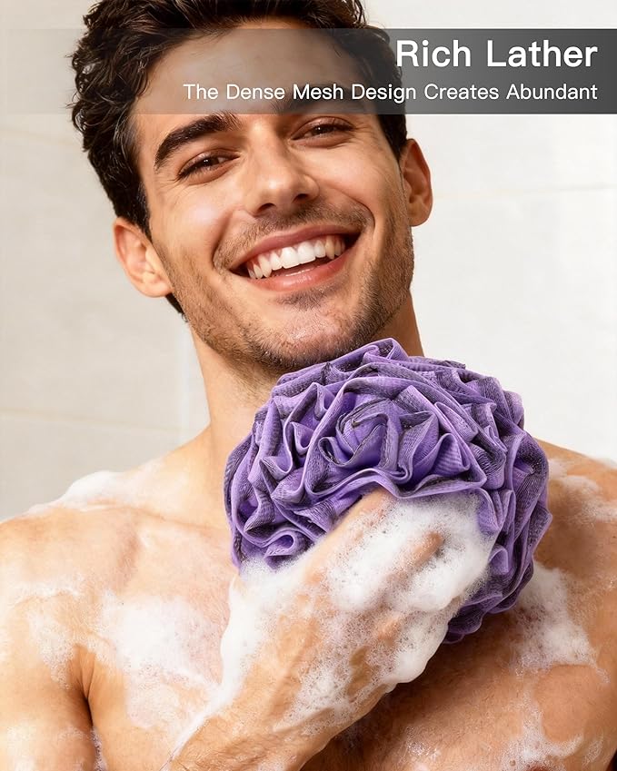 Loofah Sponge 70g, 4Pack, Large Flower Exfoliating Bath Sponge