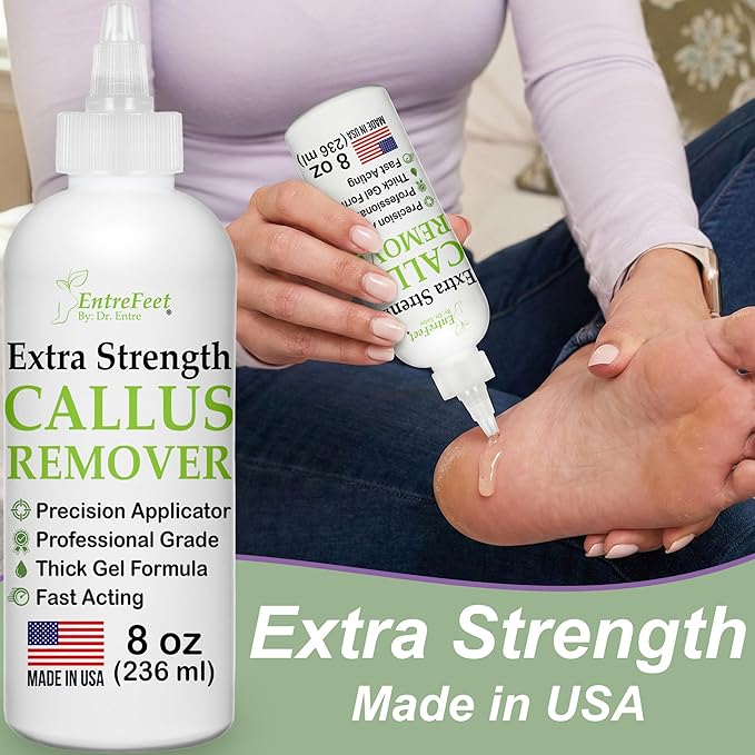 Callus Remover for Feet (Extra Strength 8 oz) Foot Callus Remover Gel, Spa Foot Care, Pedicure Tools for Feet Scrubber