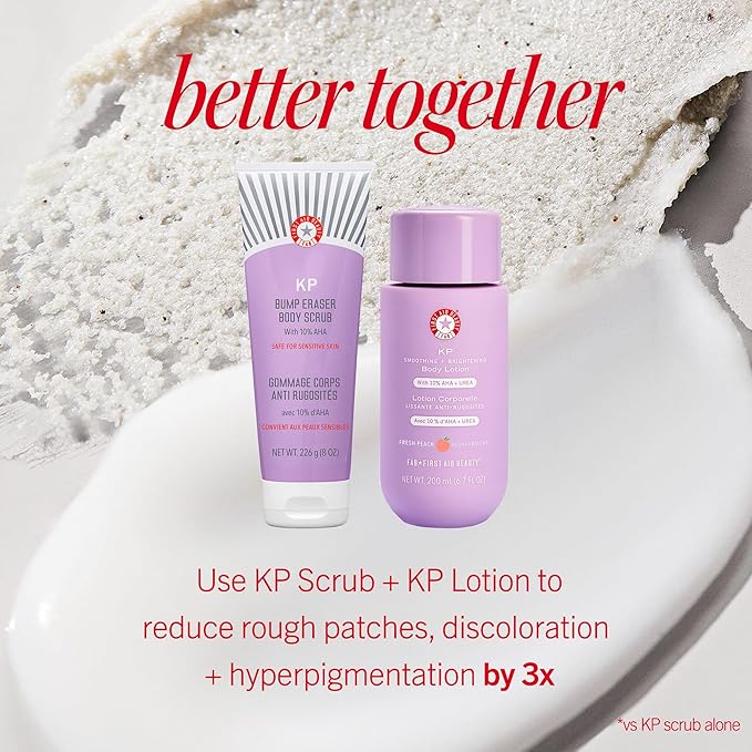First Aid Beauty KP Bump Eraser Body Scrub Exfoliant for Keratosis Pilaris with 10% AHA 4 oz.