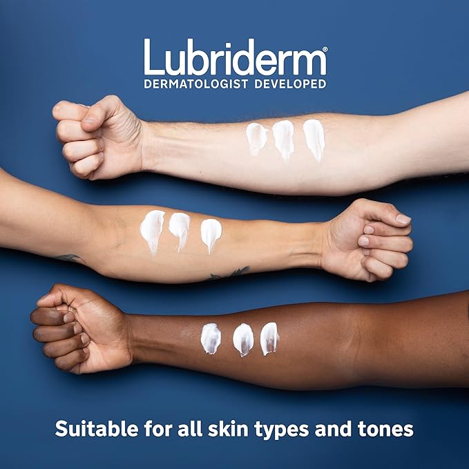 Lubriderm Fragrance Free Daily Moisture Body Lotion + Pro-Ceramide, Unscented Lotion, Body Lotion for Dry Skin, Shea Butter, Glycerin, Non-Greasy 24-Hour Moisturizer, Paraben & Dye Free, 24 Fl Oz