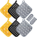 Win Change Heat Resistant Potholders Hot Pads-6 Kitchen Pot Holders Set with 2 Pan Hot Handle Holders Trivet for Cooking and Baking,with Recycled Infill Terrycloth Lining(Mixed,8 Piece)