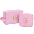 MONSTINA Personalized Initial Makeup Bag 2-piece Set for Women Teen Girls