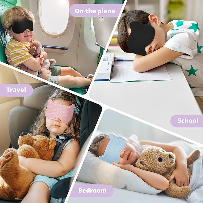 Kids Sleep Mask for Sleeping – Soft 3D Contoured Eye Mask for Kids, Comfortable No-Pressure Eye Cover with Memory Foam for Travel, Naps & Airplane, Boys & Girls (Purple)