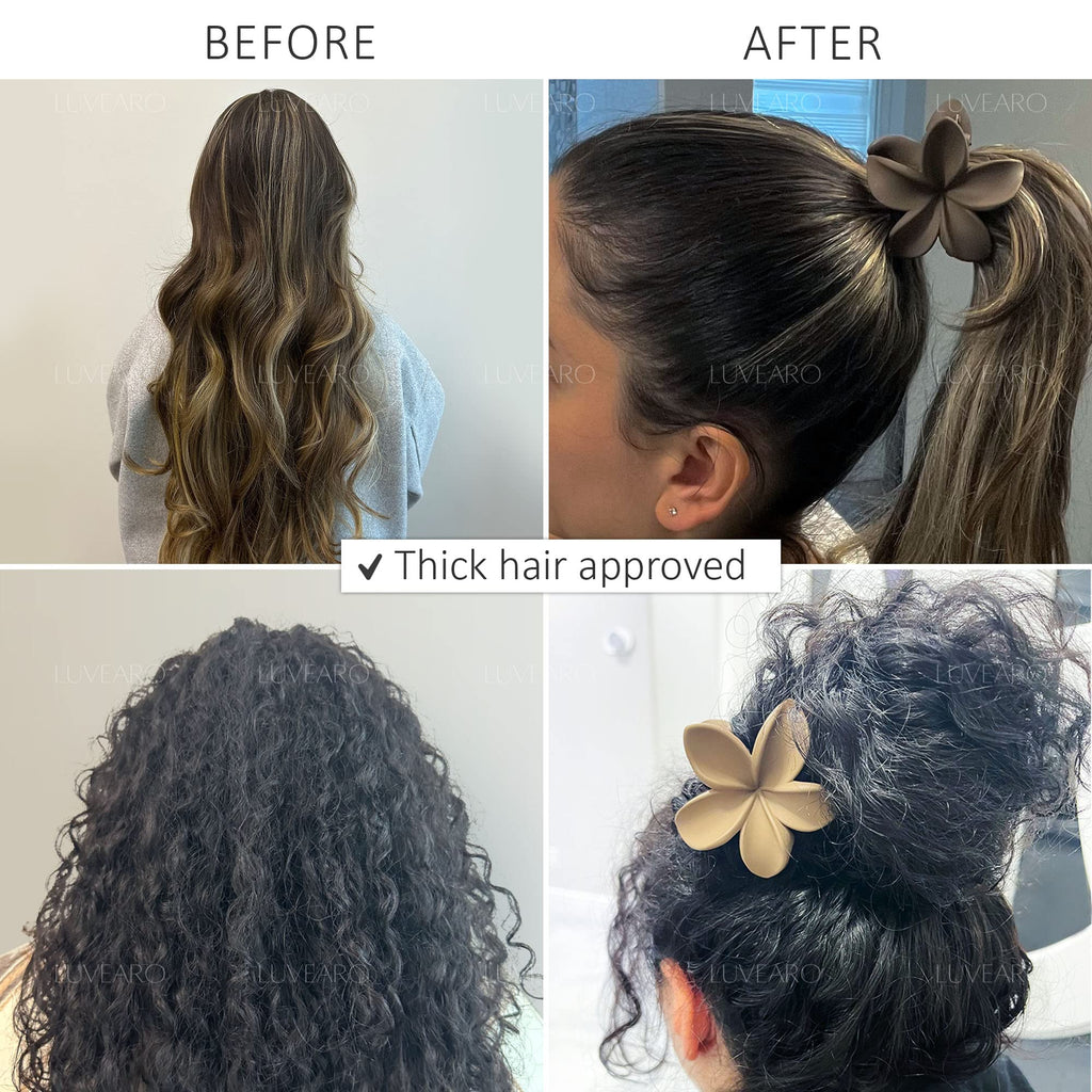 Flower Hair Clips for Women and Girls Thick to Thin Hair Medium Cute Claw Clips Decorative Plumeria Hawaiian Hair Accessories Nonslip Neutral Matte Pinzas Para el Cabello
