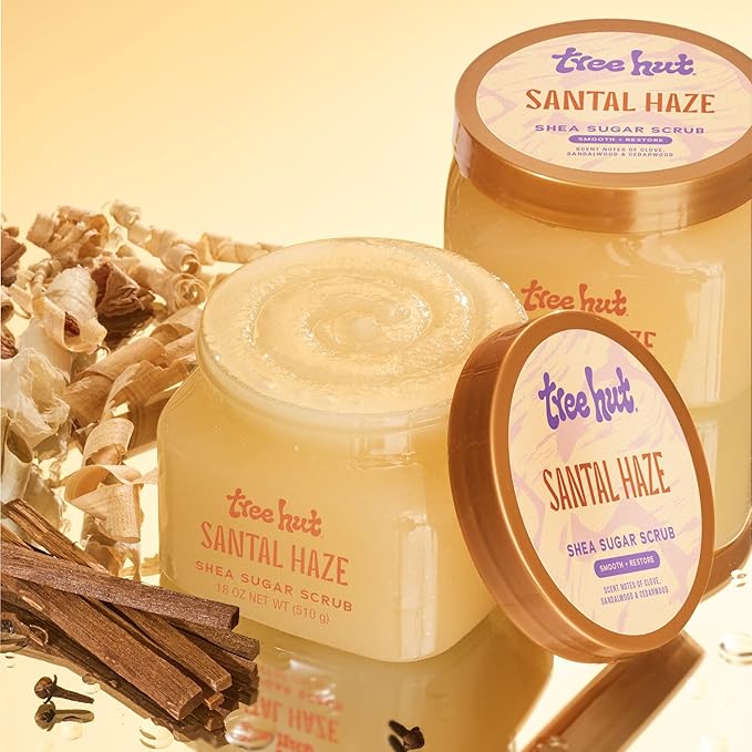 Tree Hut Santal Haze Body Scrub, Exfoliating Sugar Scrub, Vegan, 18 Oz