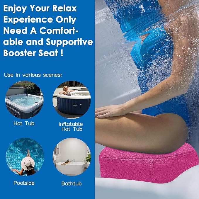 AEROiVi Hot Tub Booster Seat for Adults 5in Thick Weighted Quick Sink Pink