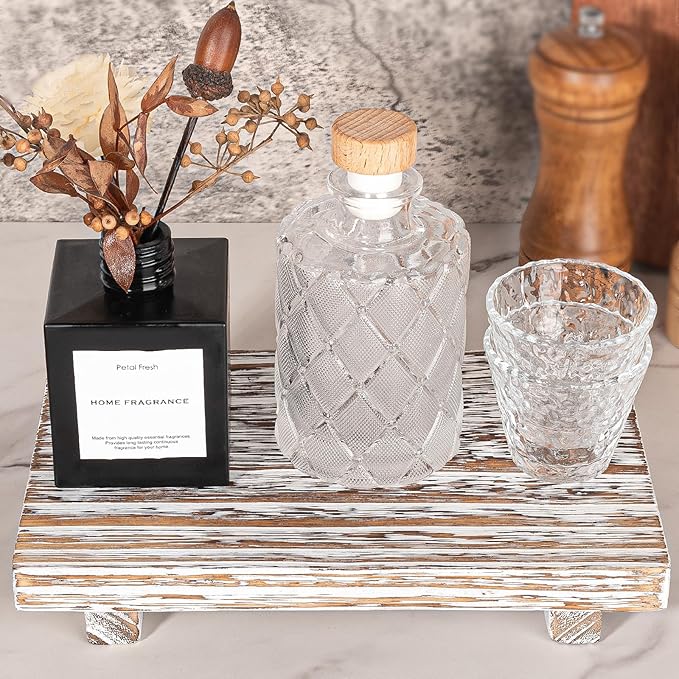 Wood Bathroom Tray Farmhouse Decor Kitchen Soap Holder, 9"x6" Retrowhite