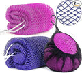 2 Pack African Net Sponge Exfoliating Body Scrubber Bath Sponge for Daily Use (Navy Blue+Indigo)