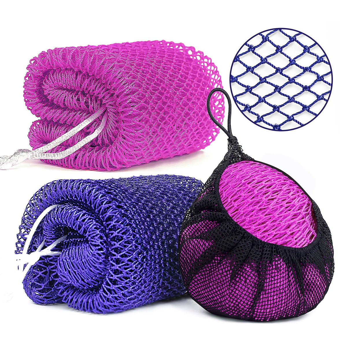 2 Pack African Net Sponge Authentic, Exfoliating Body Scrubber Bath Sponge