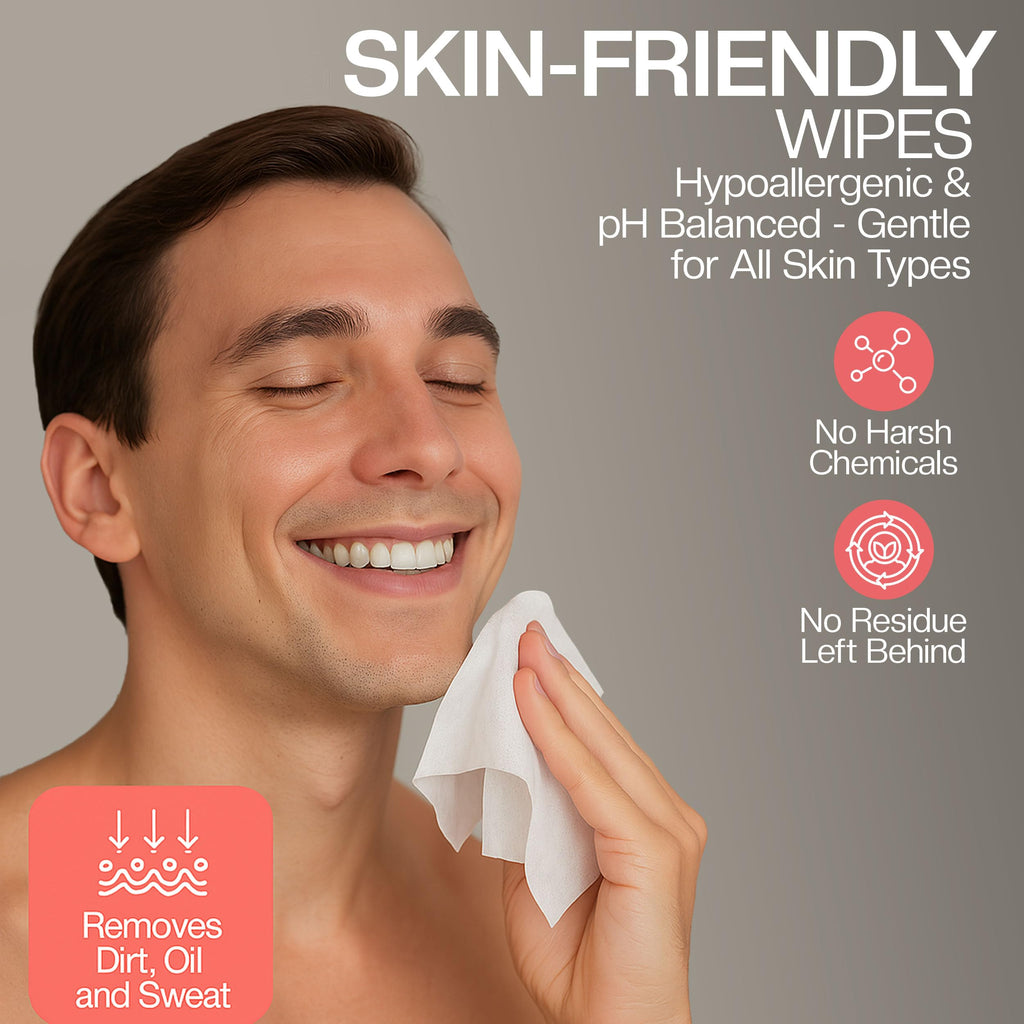 The Nobleman Refreshing Face + Body Cleansing Wipes – Deep Cleansing Skincare for Men with Aloe & Grapefruit, Oil Control, Dirt & Sweat Removal, Daily Hygiene & After Gym Solution, (4 Pack, 120 Ct)