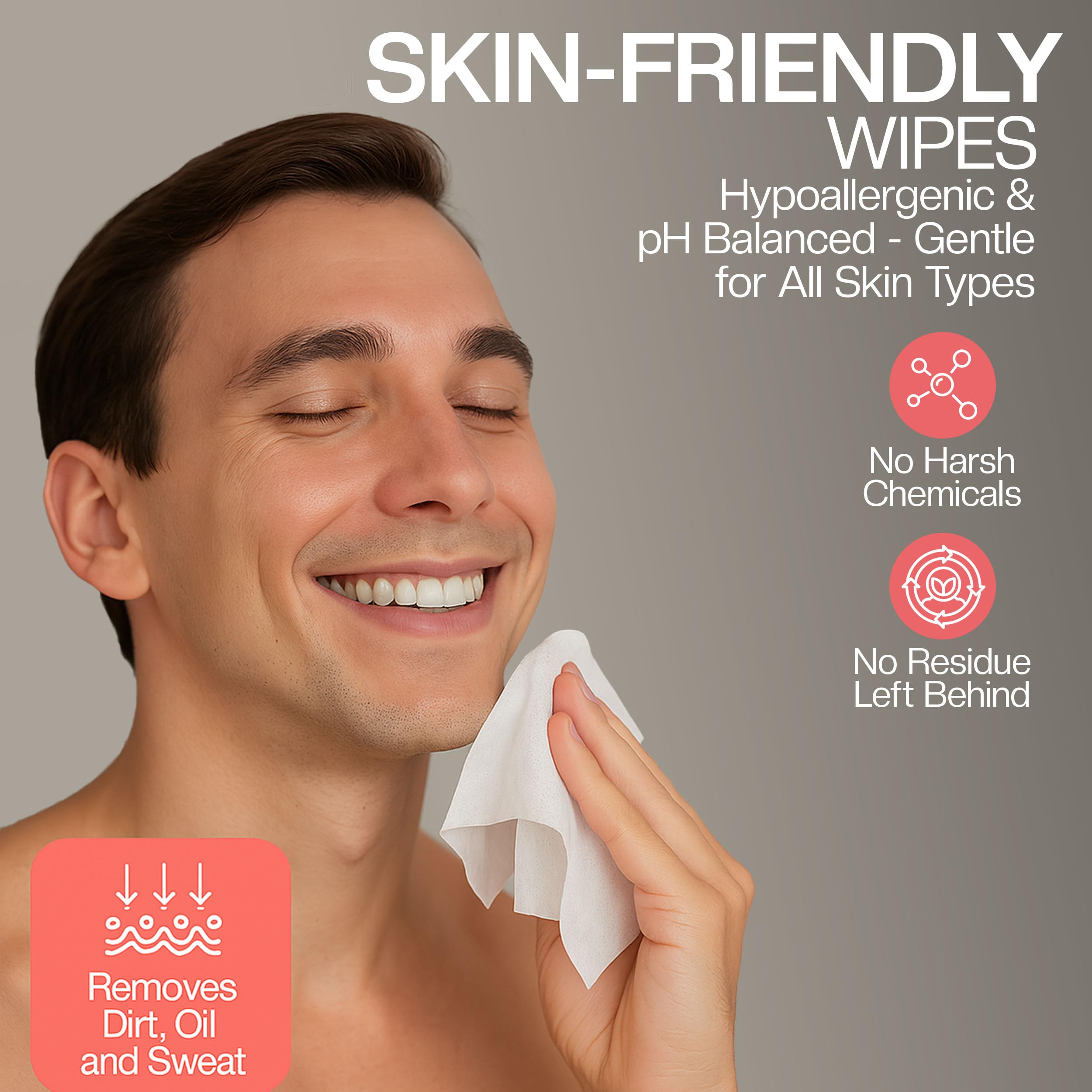 The Nobleman Refreshing Face + Body Cleansing Wipes – Deep Cleansing Skincare for Men with Aloe & Grapefruit, Oil Control, Dirt & Sweat Removal, Daily Hygiene & After Gym Solution, (4 Pack, 120 Ct)