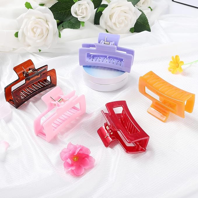 CECIAOAIME 15 Pack Rectangle Hair Claw Clips Solid Color Hair Clips Stylish Elegant Barrettes for All Hair Types for Women Non-Slip Hair Jaw Clips