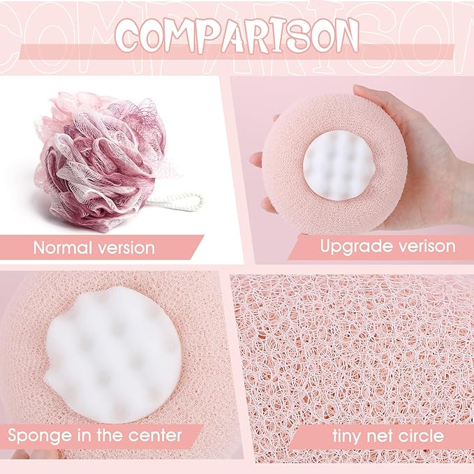 Ptwola 2 Pcs Soft Sunflower Suction Cup Bath Exfoliating Sponge Ball Bath Body Brush Mesh Bath Sponge Cleaning Scrubber Bath Sponge Brush with Comfortable Non-Slip Handle