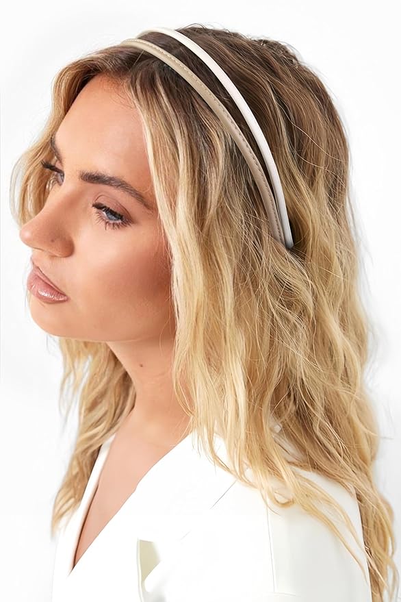 WOVOWOVO 5Pcs Thin Leather Headbands for Women Fashion Hair Bands for Women's Hair Non Slip Black Brown Skinny Headbands Cute Accessories for Women