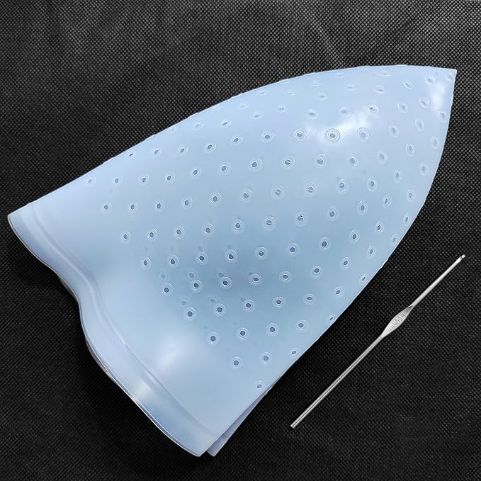 Losaria 9 Pcs Hair Highlighting Kit with Cap Silicone Highlight Cap with Holes Highlighting Cap with Hook Reusable Hair Coloring Dye Cap Highlights Kit for DIY Dyeing Pre Punched Hair Frosting Cap