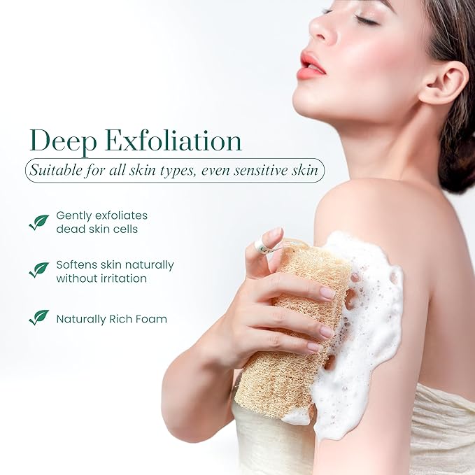 LUFAFY 5‑Pack (6") Natural Loofah Sponge, Exfoliating Body Scrubber for Shower, Luffa Sponge, Bath & Kitchen – Plant-Based