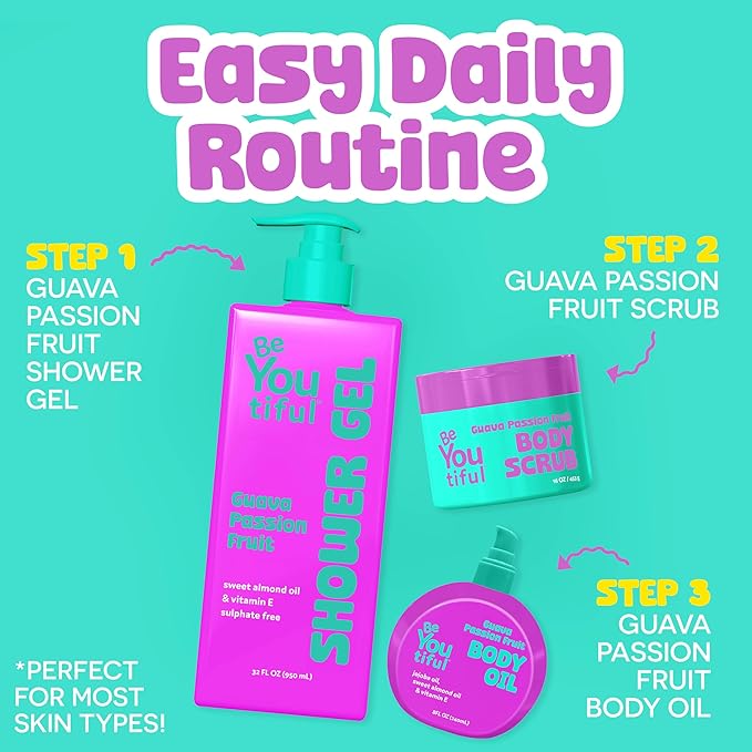 BeYoutiful Moisturizing Body Oil for Kids & Teens, Passion Fruit Glow, 8 oz