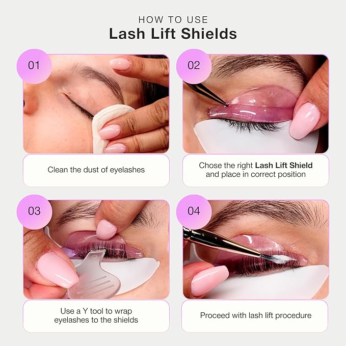 Curacoro Lash Lift Shields, 14 Pcs/7 Sizes Reusable Silicone Rods