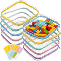 Sanwuta 10 Pcs Hard Zipper Case Clear Hard Pouches Plastic Zipper Pencil Portable Box Toy Storage Bins Plastic Container for Travel Toiletry Office Cosmetic Block Puzzle Organizer (M,Macaron Color)