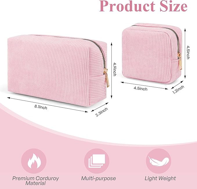 Corduroy Sanitary Napkin Storage Bag 2 PCS Period Bags For Teen Girls, First Period Pad Pouches Tampon Holder for Purse with Zipper