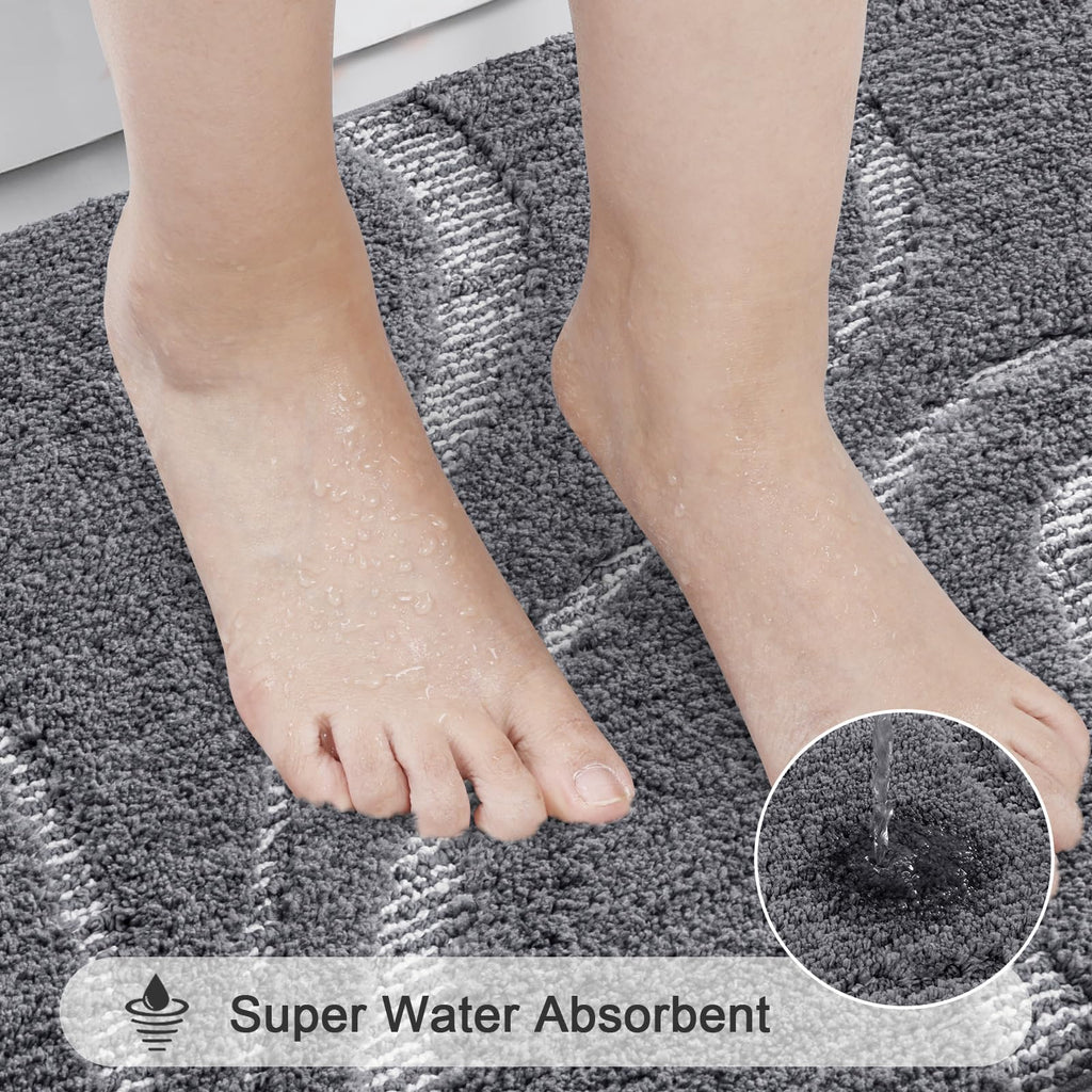 HEBE Bathroom Rugs Sets 5 Piece, Non Slip Washable Absorbent Bath Mat Set