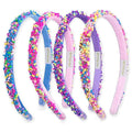 FROG SAC 4 Thin Headbands for Girls - Sequin Headband Set for Kids, Sprinkle Hair Bands for Children, Cute Sparkly Glitter Girl Non Slip Headband, Toddler Hair Accessories (Multicolor Sprinkles, Kids)