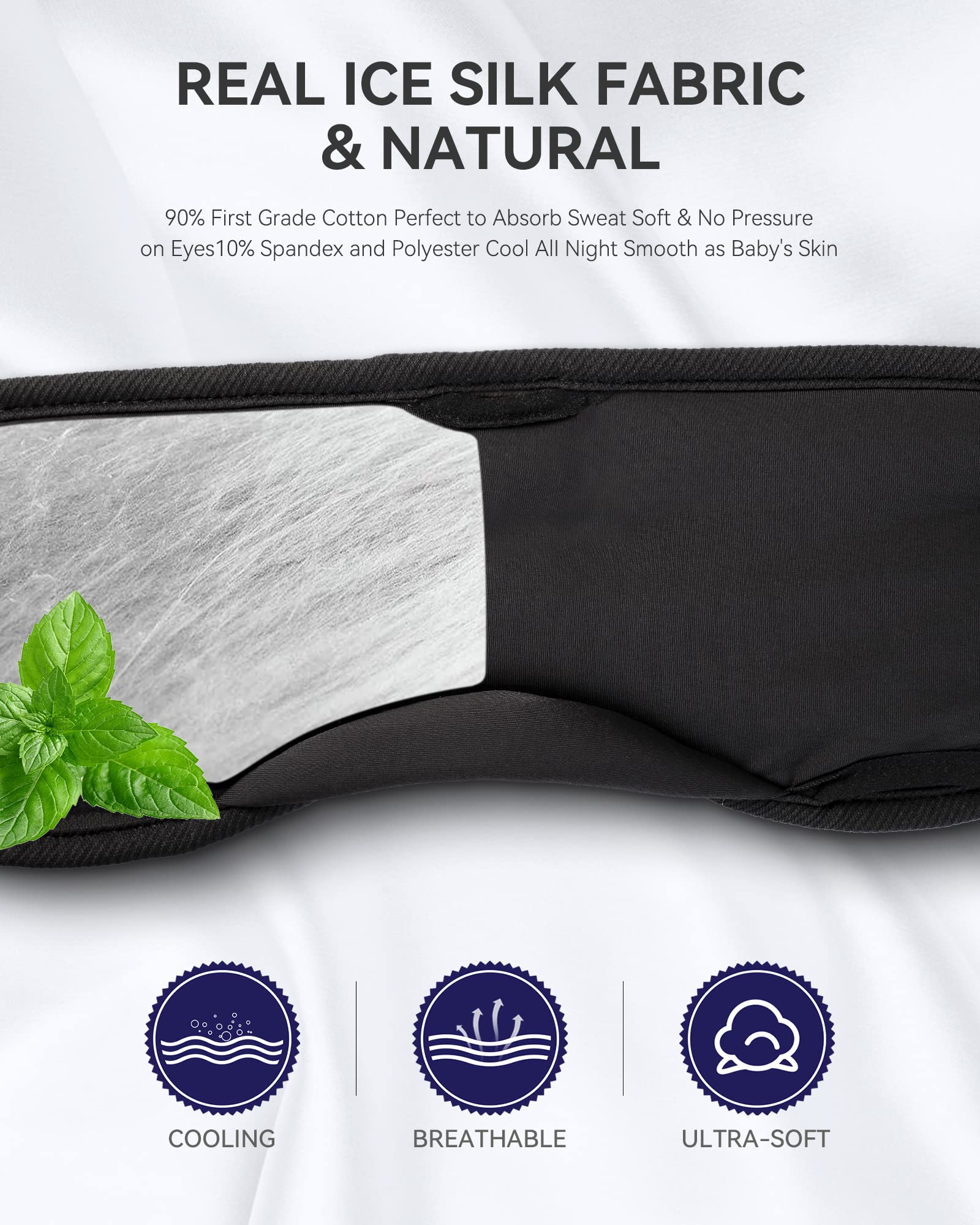 MUSICOZY Sleep Headphones Bluetooth 5.4 Headband Breathable Sleeping Headphones, Wireless Music Eye Mask Earbuds Earphones for Side Sleepers Men Women Air Travel Cool Tech Gadget Gifts