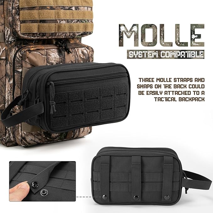 QT&QY Tactical Toiletry Bag For Men Hygiene Bag EDC Military Tool Molle Pouches Small Dopp Kit Mens Shaving Kit Travel shower Bags