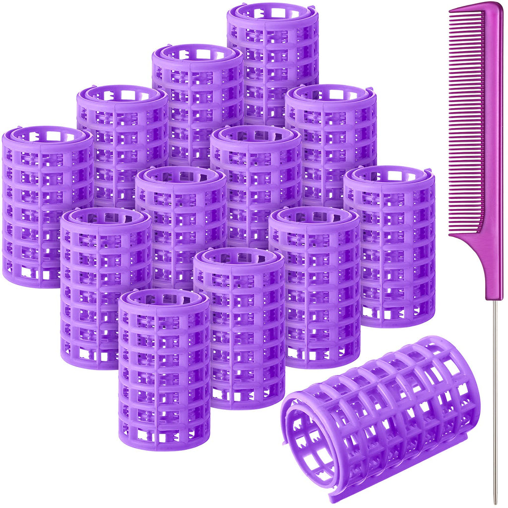 Syhood 12 Pcs Hair Rollers for Women, 2.6 X 1.4 Inch Curlers, Purple