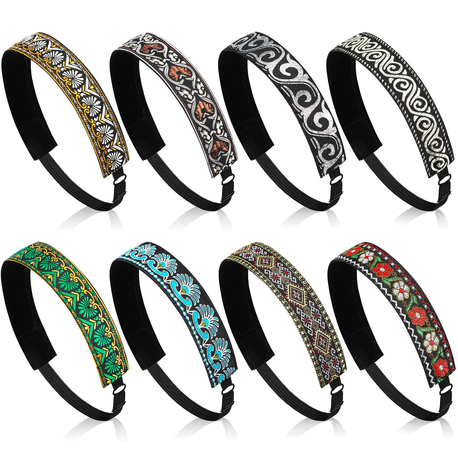 Sintege 8 Pcs Woman Elastic Headband Adjustable Non Slip Headbands,Fresh
