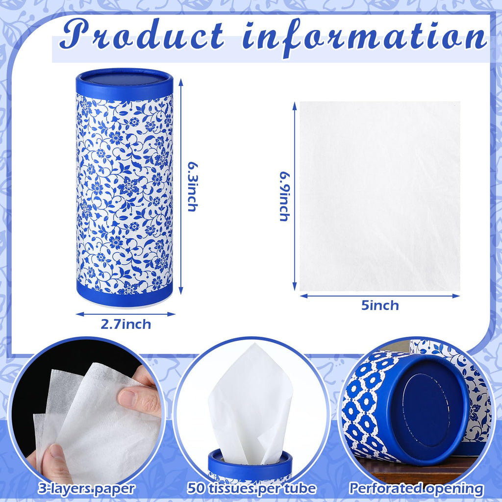 Fourluoo 12 Pack Car Tissue Cylinder Holder Bulk with 3 Ply Facial Tissues, Round Napkin Holders for Car Cup Holder Cylinder Travel Paper Tubes Bulk Round Napkin Boxes Packs(Novel Style)