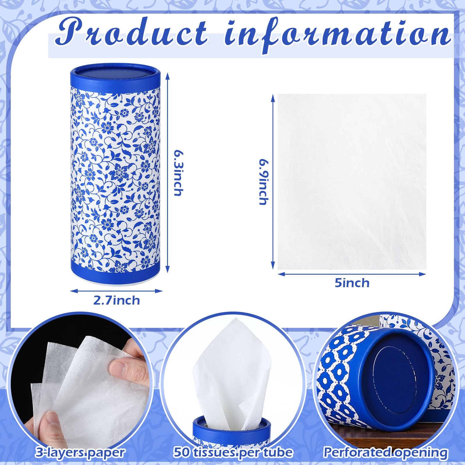 Fourluoo 12 Pack Car Tissue Cylinder Holder Bulk with 3 Ply Facial Tissues, Round Napkin Holders for Car Cup Holder Cylinder Travel Paper Tubes Bulk Round Napkin Boxes Packs(Novel Style)
