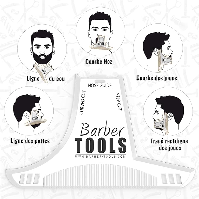 Beard Trimming kit | Accessories for Beard & Barber Mustache, Contour Marker Comb + Beard Scissors + Foldable Key Ring Comb