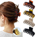 Mesovor 4 Pack Double Row Teeth Hair Claw Clips, 3.5" Large Strong Hold Matte Hair Clips for Thin and Short Fine Hair Accessories (Tortoise Matte)