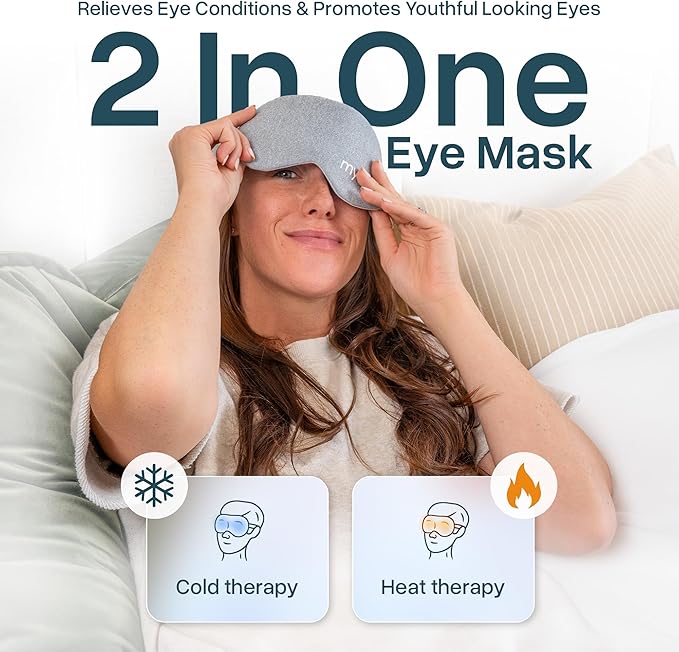 MyHalos 2-in-1 Hot & Cold Gel Eye Mask - Cooling Eye Mask for Puffiness, Fine Lines, Sinus Relief & Stye, Migraine, Puffy, Heated, Cold Ice Face Pack Compress Freezer