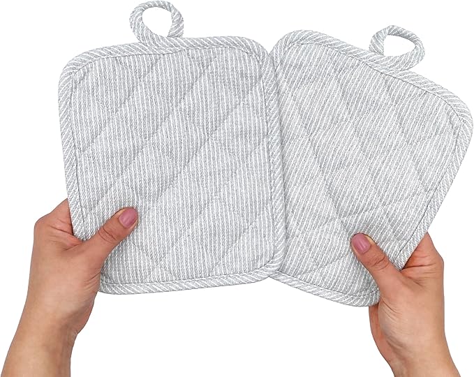 American Linen 8-Pack Heat Resistant Pot Holders & Hot Pads (Grey, 8 Pack)