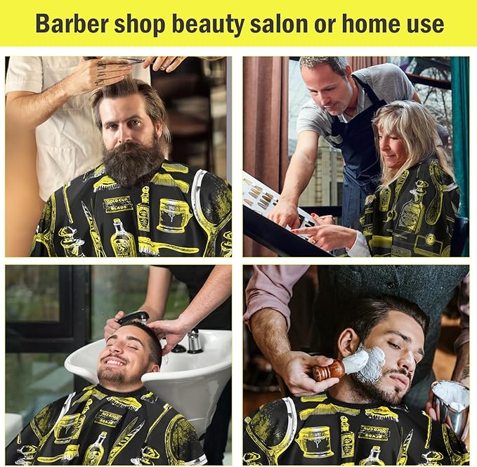 2 Pcs Barber Capes for Men with Adjustable Neckline Size, Profesional Barber Cape, Waterproof and Cleanable Haircut Cape, Hair Cutting Capes for Hairdressing Dyeing Salon Men Women Kids Adult